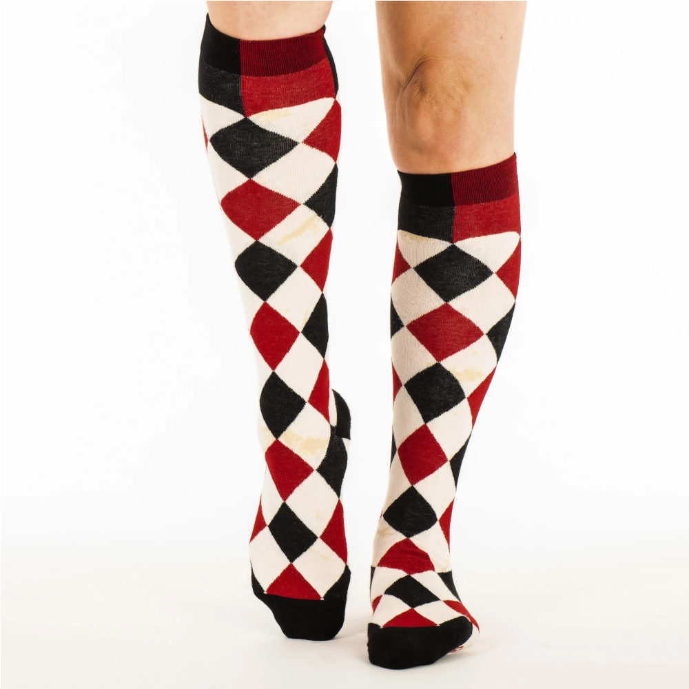 Footclothes - Haunting Harlequin Kniehoge sokken - Rood/Zwart